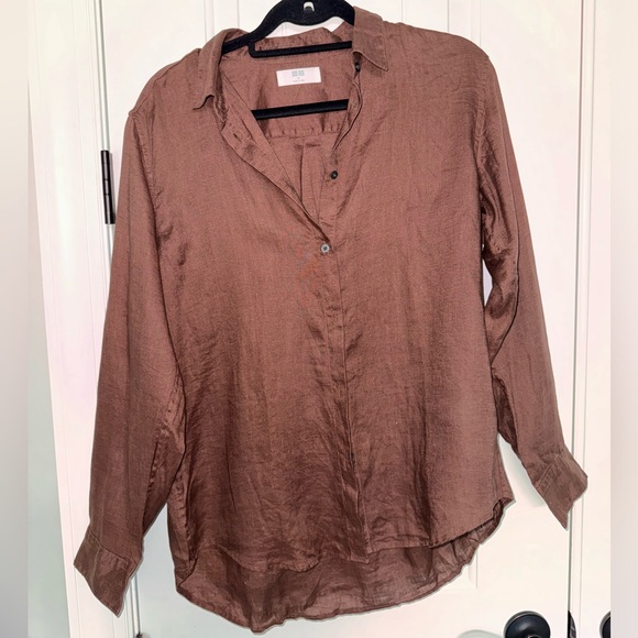 UNIQLO Linen Button Up - Brown - Picture 1 of 4